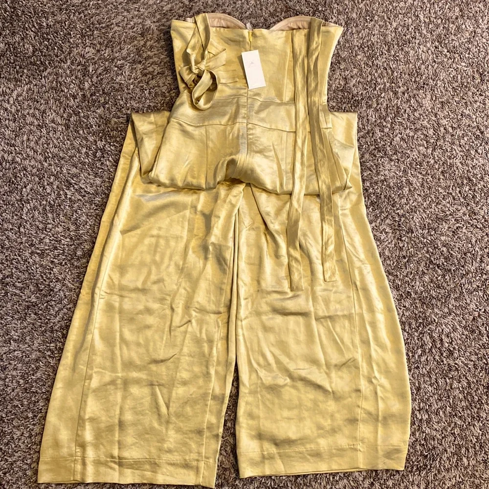 Miss Circle Gold Satin Jumpsuit - Picture 3 of 7